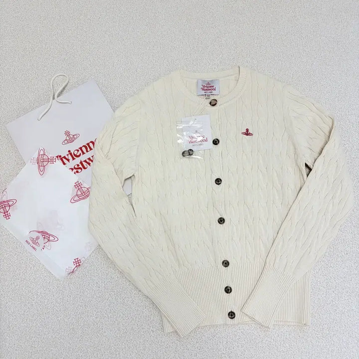 [BUNJANG] Vivienne Westwood Cable Knit Cardigan Ivory Size 40 / 비비안웨스트우드 케이블 아이보리 가디건 40사이즈