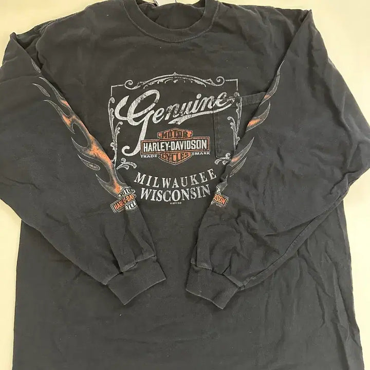 [BUNJANG] Vintage Harley-Davidson Long Sleeve Flame T-Shirt XL / 빈티지 할리데이비슨 롱슬리브 플레임 xl