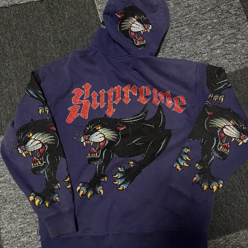 [BUNJANG] Supreme 21SS Panther Hoodie Washed Navy M / 슈프림 21SS 팬서 후드집업 워시드네이비 M