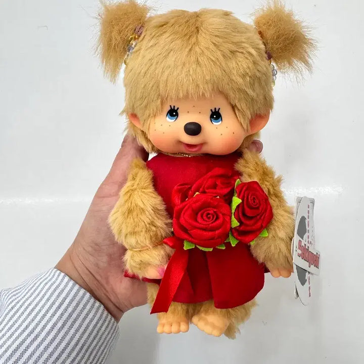 [BUNJANG] Monchhichi 30th Anniversary Classic Doll Red Rose Flower Series / 몬치치 30주년 고전 인형 꽃밭 시리즈 빨간장미