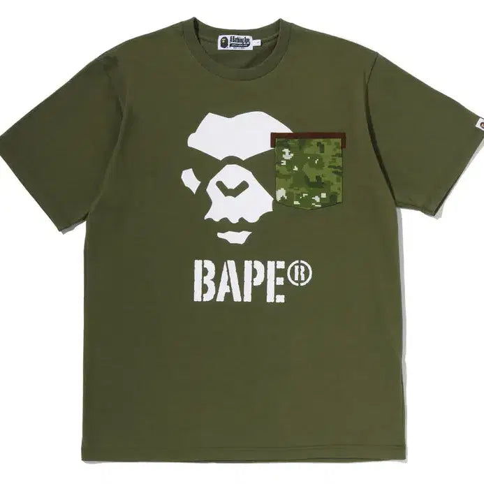 [BUNJANG] BAPE Multi Pixel Camo Mad Face Pocket Short Sleeve T-Shirt / [해외] 베이프 멀티 픽셀 카모 매드 페이스 포켓 반팔 티셔츠 26SS