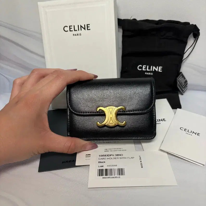 [BUNJANG] Celine Triomphe Card Holder Flap Black / [풀세트 | 크림인기] 셀린느 트리오페 카드홀더 플랩 블랙