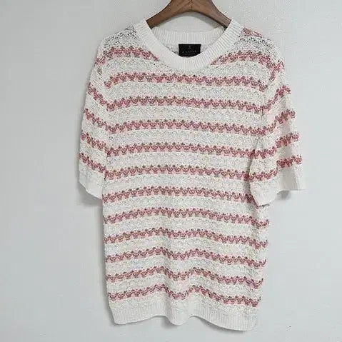 [BUNJANG] Lanvin 2021 Round Knit Sweater White Red / 21년 랑방 니트