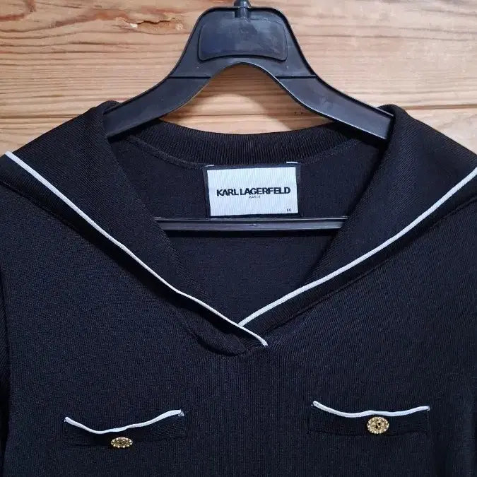 [BUNJANG] Karl Lagerfeld Sailor Collar Knit Black / 칼 라거펠트 세일러 칼라 니트