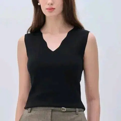 [BUNJANG] Mine (Hansem) Scallop Two-Way Sleeveless Top / 한섬 마인 스캘럽 투웨이 슬리브리스 새상품