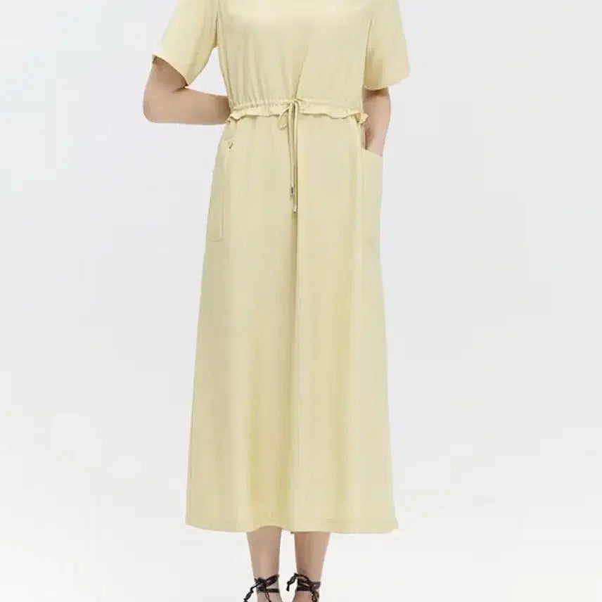 [BUNJANG] BREAL Viscose Yellow String Long Dress / 브리엘 비스코스 옐로우 스트링 롱원피스