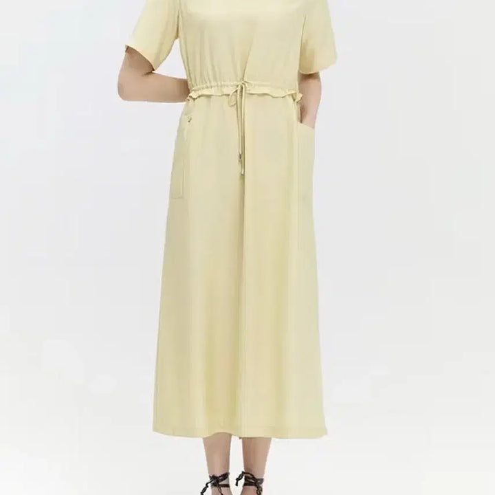 [BUNJANG] BREAL Viscose Yellow String Long Dress / 브리엘 비스코스 옐로우 스트링 롱원피스