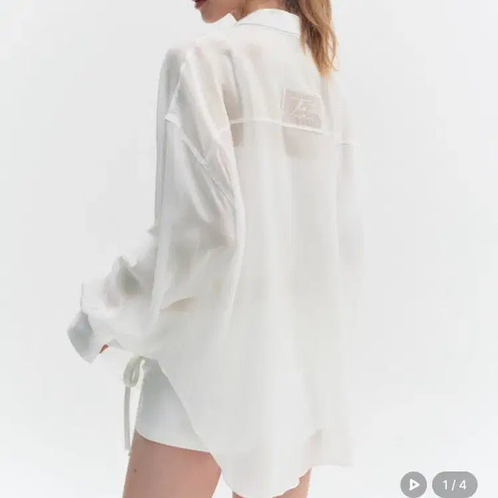 [BUNJANG] THETIS Organza Label Shirt / 더티스 THETIS  오간자 라벨 셔츠