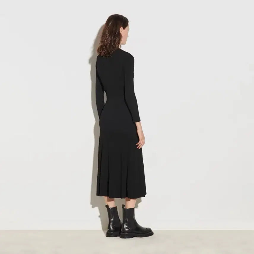 [BUNJANG] Sandro V-Neck Maxi Ribbed Knit Dress / 산드로 브이넥 맥시 골지니트 원피스