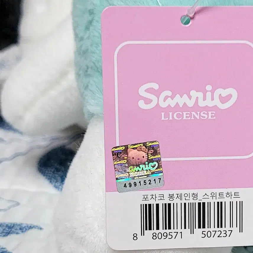 [BUNJANG] Sanrio Pochacco 25cm Plush + Pouch Keychain Set / 산리오 포차코 25cm인형 (민트)+포차코 파우치 키링(새상품)