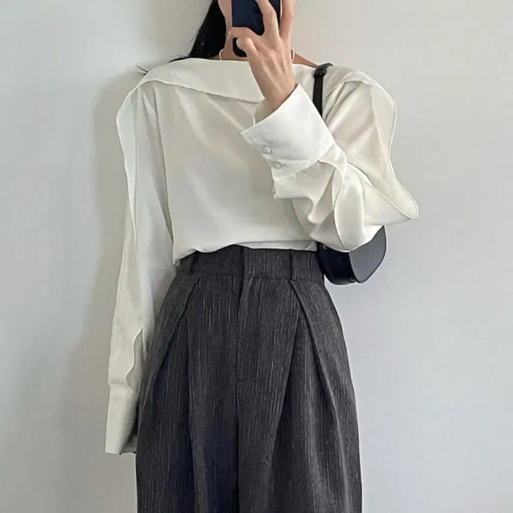 [BUNJANG] Yuinus Velvet Oversized Frill Blouse / [1회시착/무배] 유인어스 제품 _ 벨벳 오버핏 프릴 블라우스