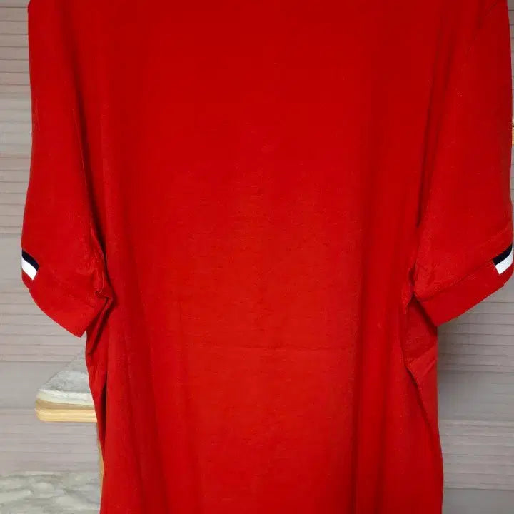 [BUNJANG] Moncler Red Tricolor Stripe Short Sleeve Polo Shirt 100 / 새)몽클레어 레드 삼선 반팔 폴로티100