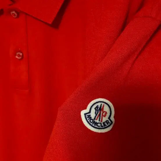 [BUNJANG] Moncler Red Tricolor Stripe Short Sleeve Polo Shirt 100 / 새)몽클레어 레드 삼선 반팔 폴로티100