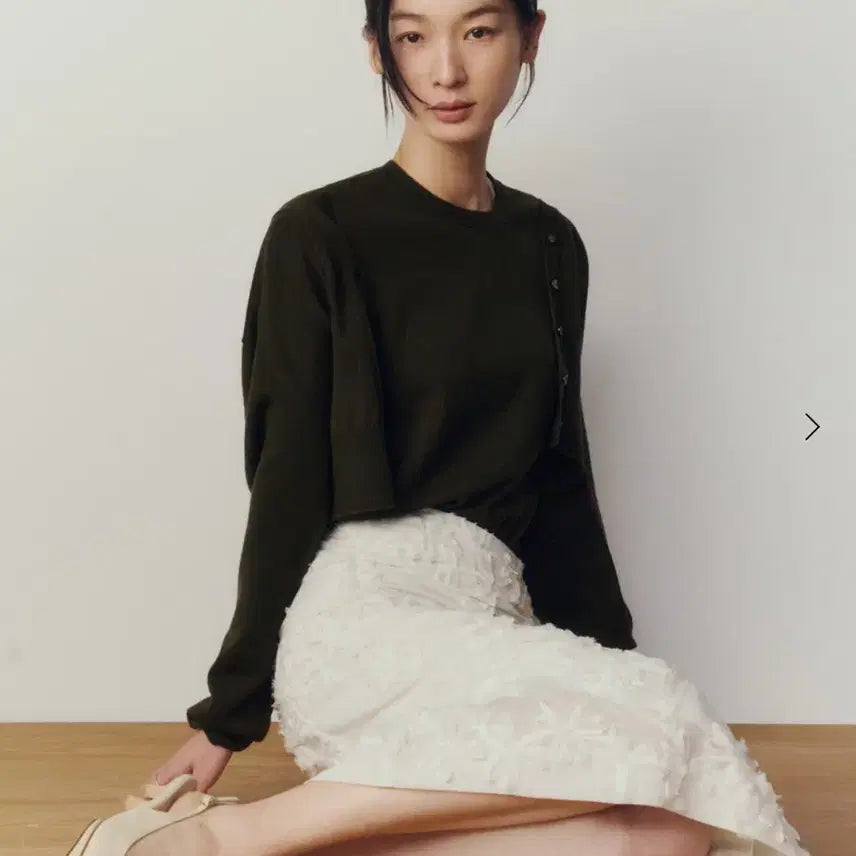 [BUNJANG] SIE Rona 100% Wool Cardigan Knit Set - Deep Olive, Size S / 시에 SIE 로나 울100 가디건 니트 세트 딥올리브 1사이즈 S