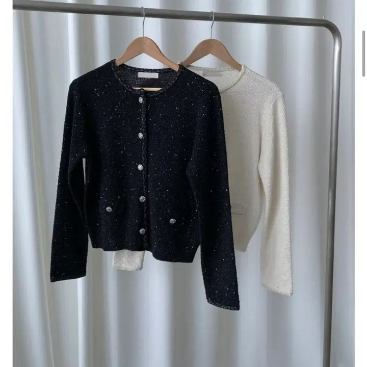 [BUNJANG] Black Pearl Tweed Cardigan / 블랙 펄 트위드 가디건 새제품