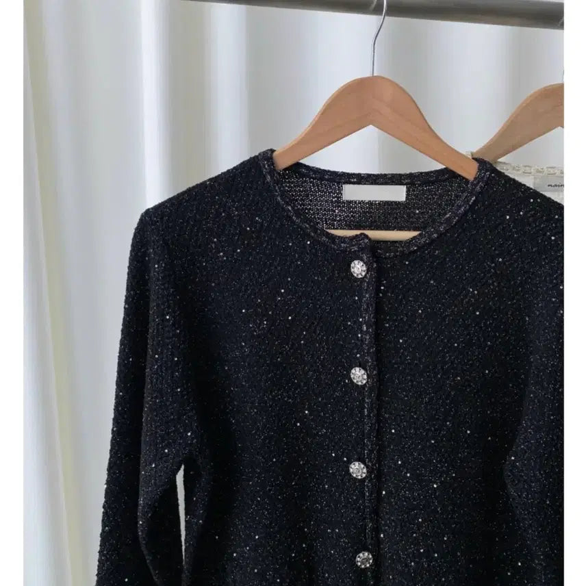 [BUNJANG] Black Pearl Tweed Cardigan / 블랙 펄 트위드 가디건 새제품