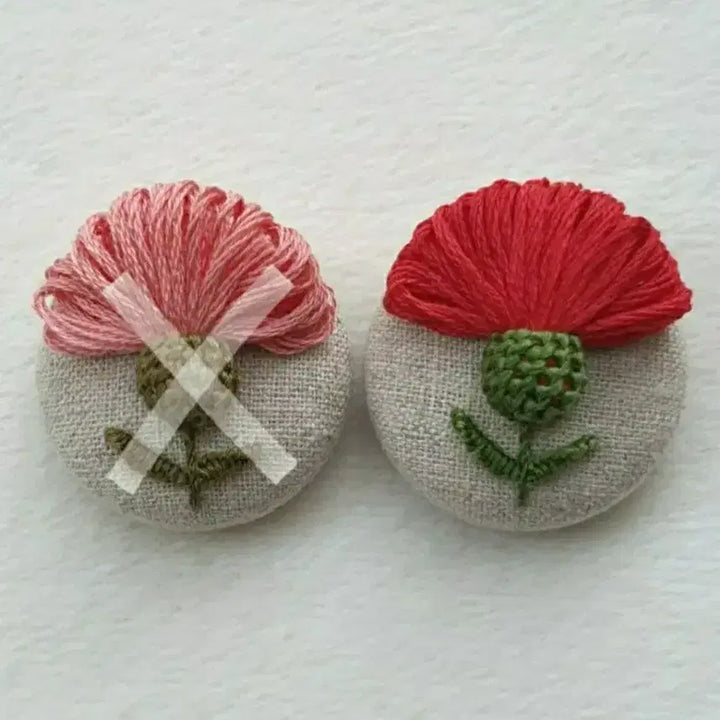 [BUNJANG] French Embroidery Carnation Brooch / 시들지 않는 꽃, 프랑스자수 카네이션 브로치_개당