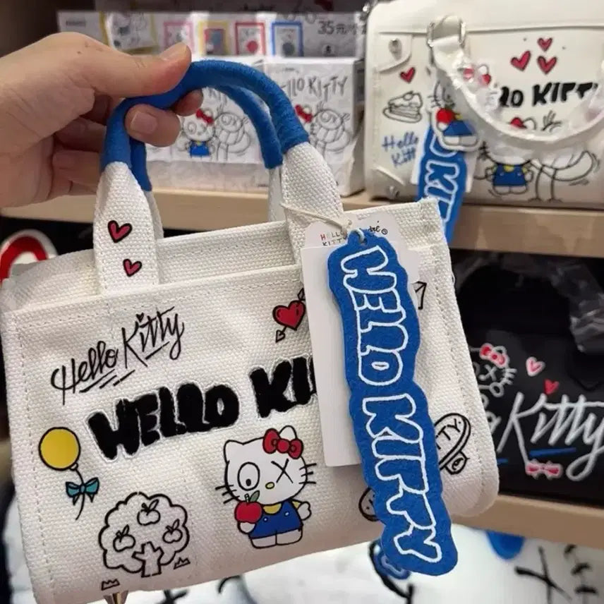 [BUNJANG] Hello Kitty x Andre Saraiva Collaboration Tote Bag / 헬로키티 앙드레사라이바콜라보 미니소 헬로키티토트백 캔버스미니가방