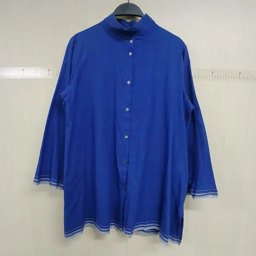 [BUNJANG] Esae Blue Mandarin Collar Shirt / 이새 블루 차이나넥 셔츠