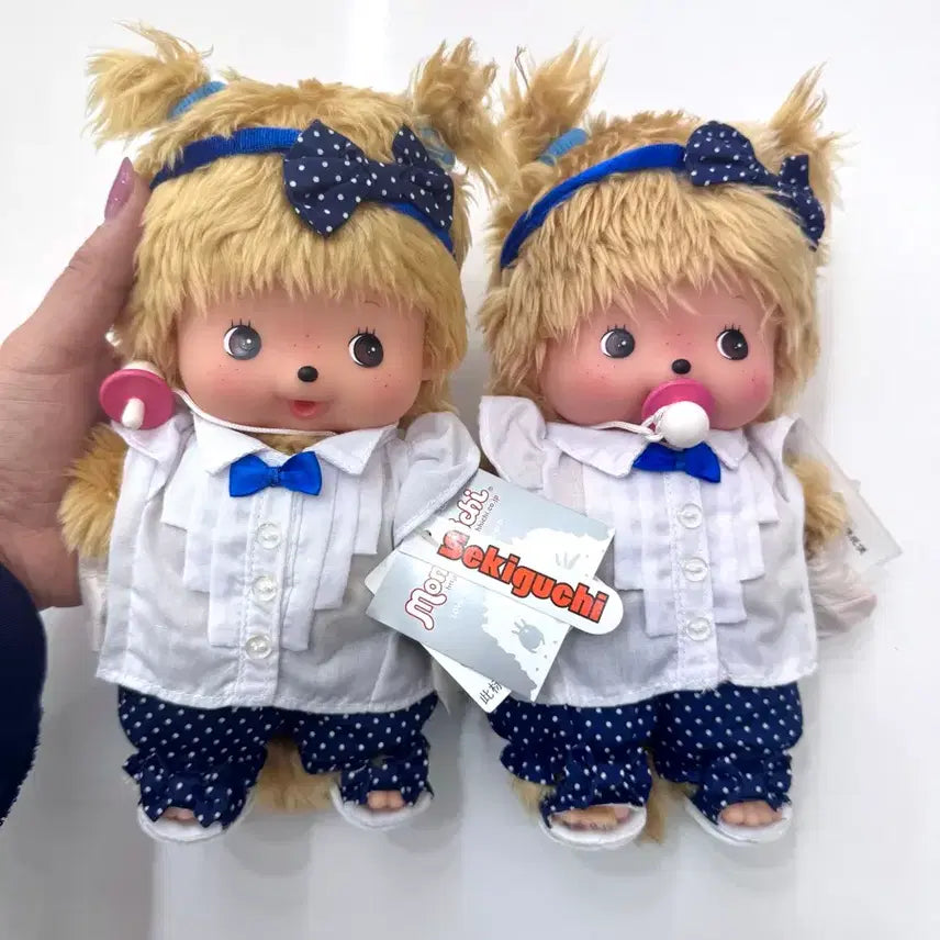 [BUNJANG] Hong Kong Blue Dot Girl Monchhichi Doll / 홍콩 블루 도트 걸 몬치치 인형 새상품