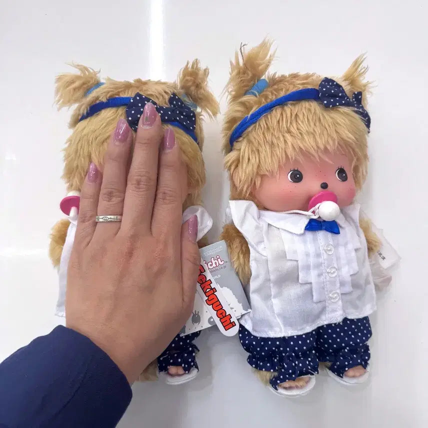 [BUNJANG] Hong Kong Blue Dot Girl Monchhichi Doll / 홍콩 블루 도트 걸 몬치치 인형 새상품
