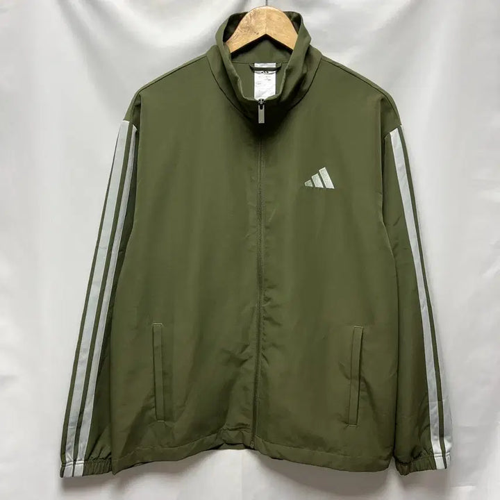 [BUNJANG] Adidas 3-Stripes Windbreaker Khaki Woven Jacket / [정품/L] 아디다스 삼선 3s 윈드브레이커 카키 우븐 바람막이