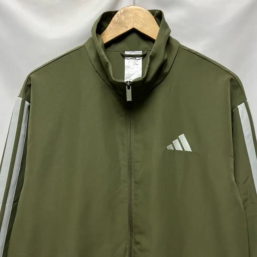 [BUNJANG] Adidas 3-Stripes Windbreaker Khaki Woven Jacket / [정품/L] 아디다스 삼선 3s 윈드브레이커 카키 우븐 바람막이