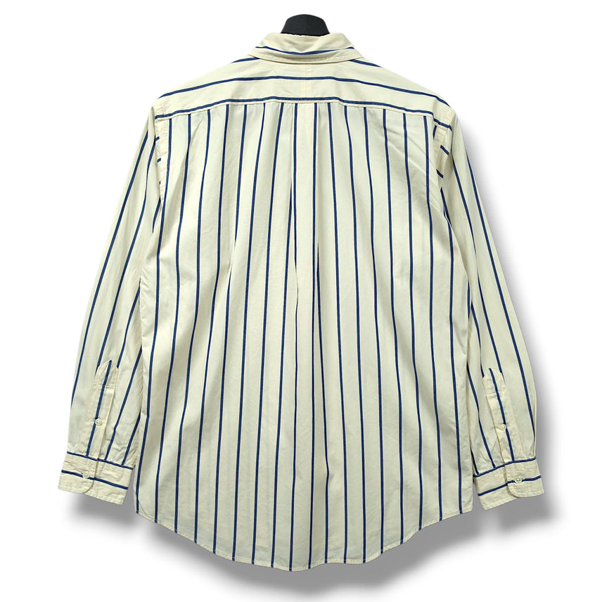[BUNJANG] Polo Ralph Lauren Custom Fit Yellow &amp; Navy Stripe Long Sleeve Shirt - Medium / [M] 폴로 옐로우&amp;네이비 스트라이프 커스텀핏 긴팔셔츠