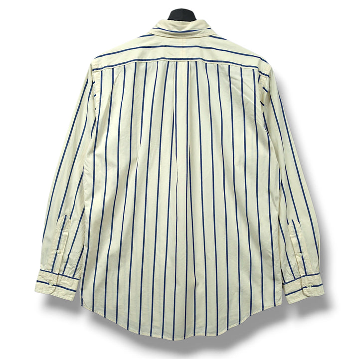 [BUNJANG] Polo Ralph Lauren Custom Fit Yellow &amp; Navy Stripe Long Sleeve Shirt - Medium / [M] 폴로 옐로우&amp;네이비 스트라이프 커스텀핏 긴팔셔츠