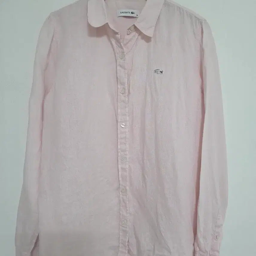[BUNJANG] Lacoste Pink 100% Linen Shirt Size 38 / 라코스테 핑크 린넨 셔츠 마 100% 38