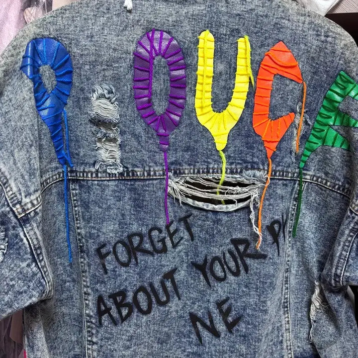 [BUNJANG] Limit Patch Studded Denim Jacket / 리미미트 패치 찡 청자켓 /실물보장