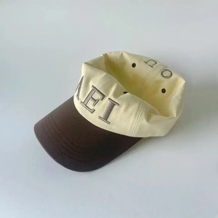[BUNJANG] AEIOU Logo Lettering Cap Yellow Brown / 아에이오우 로고 레터링 캡 옐로우 브라운