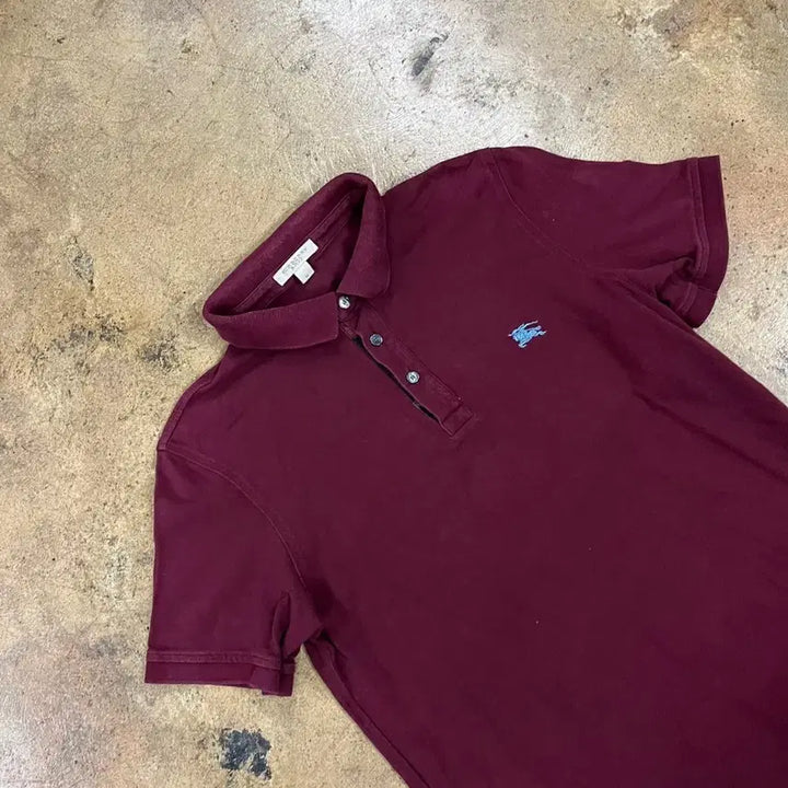 [BUNJANG] Burberry Short-Sleeve Polo Shirt Burgundy / [정품/M] 버버리 반팔 카라티 버건디
