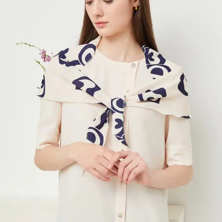 [BUNJANG] Jigott Scarf Set Round Blouse / 지고트) 스카프 세트 라운드 블라우스