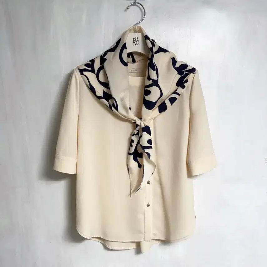 [BUNJANG] Jigott Scarf Set Round Blouse / 지고트) 스카프 세트 라운드 블라우스