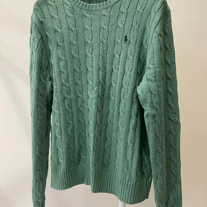 [BUNJANG] Polo Ralph Lauren Cotton Cable Knit Sweater - New Green Tea / [L] 폴로랄프로렌 코튼 케이블 니트 뉴 그린티