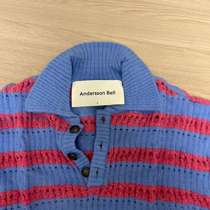 [BUNJANG] Andersson Bell Bubble Stripe Polo Knit Pink/Blue / 앤더슨벨 버블 스트라이프 폴로 니트 핑크/블루