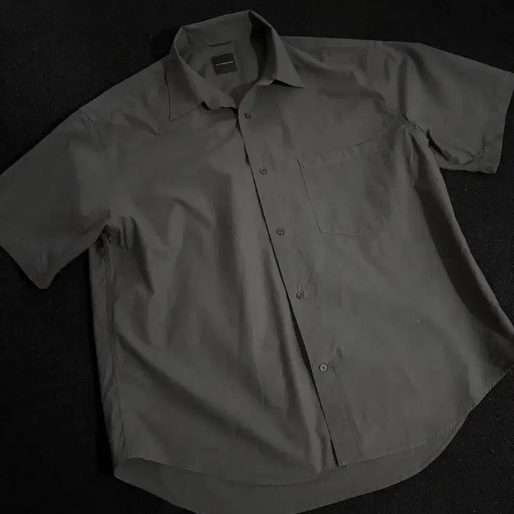 [BUNJANG] Moif Uniform Half Shirt Charcoal Grey / [Moif] 모이프 유니폼 하프 셔츠 챠콜 그레이