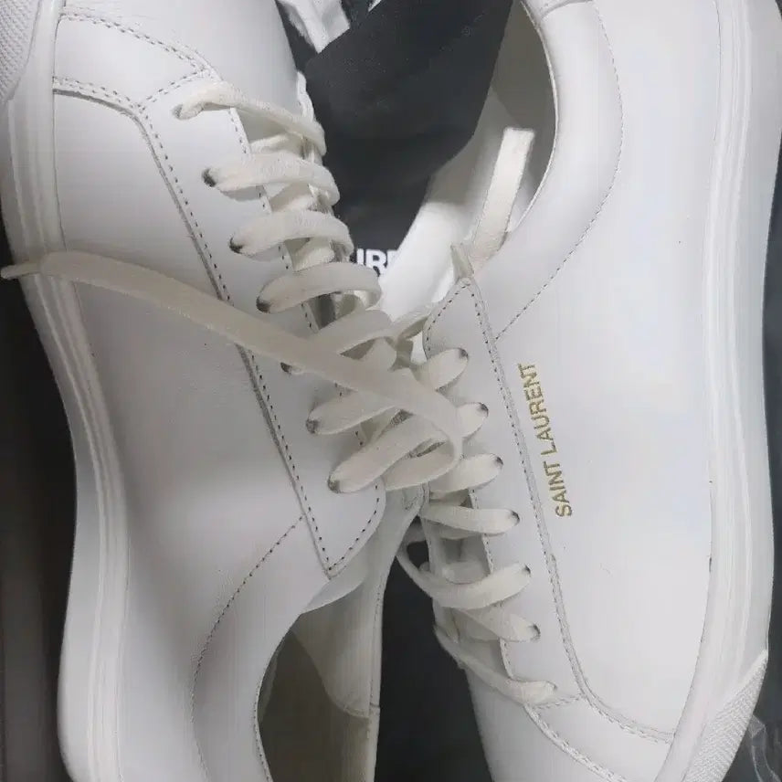 [BUNJANG] Saint Laurent White Leather Sneakers / 생로랑 화이트 레더 스니커즈(정품/풀박)