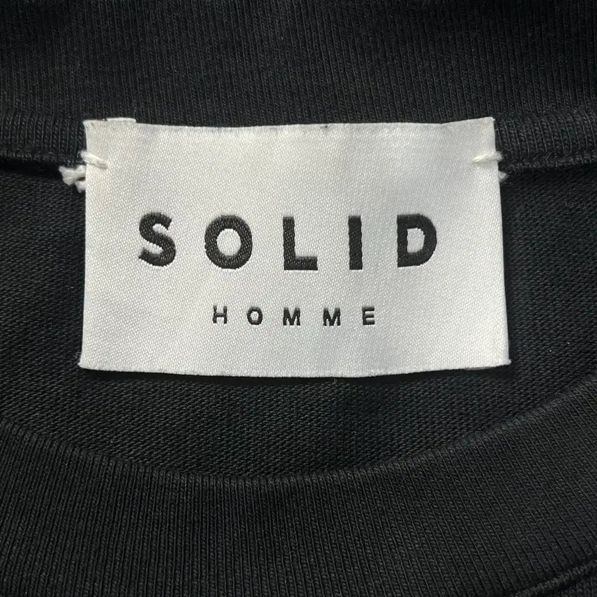 [BUNJANG] Solid Homme Black Short Sleeve T-Shirt Size 46 / 솔리드옴므 백로고 반팔 블랙 46