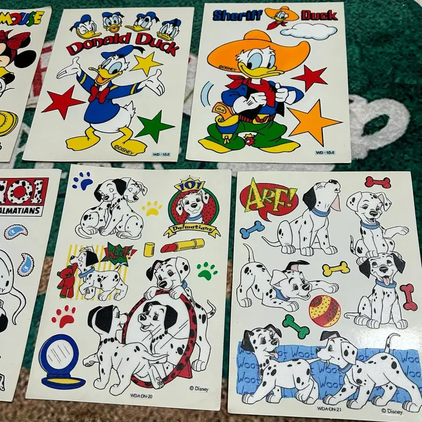 [BUNJANG] Vintage Mickey Mouse, Dalmatian, Minnie Mouse, Donald Duck Sticker Set / 고전문구 미키마우스 달마시안 미니마우스 도날드 덕 빈티지 스티커 다꾸