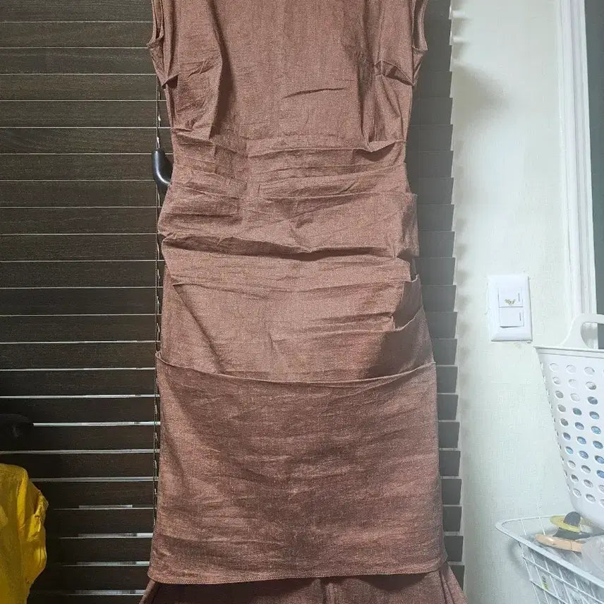 [BUNJANG] Lanvin Brown Linen Layered Dress / 랑방 브라운 린넨 레이어드 원피스