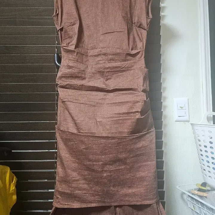 [BUNJANG] Lanvin Brown Linen Layered Dress / 랑방 브라운 린넨 레이어드 원피스