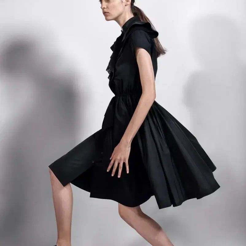 [BUNJANG] Lanvin Black Ruffle Dress 36 / LANVIN 랑방 블랙 러플 원피스 36