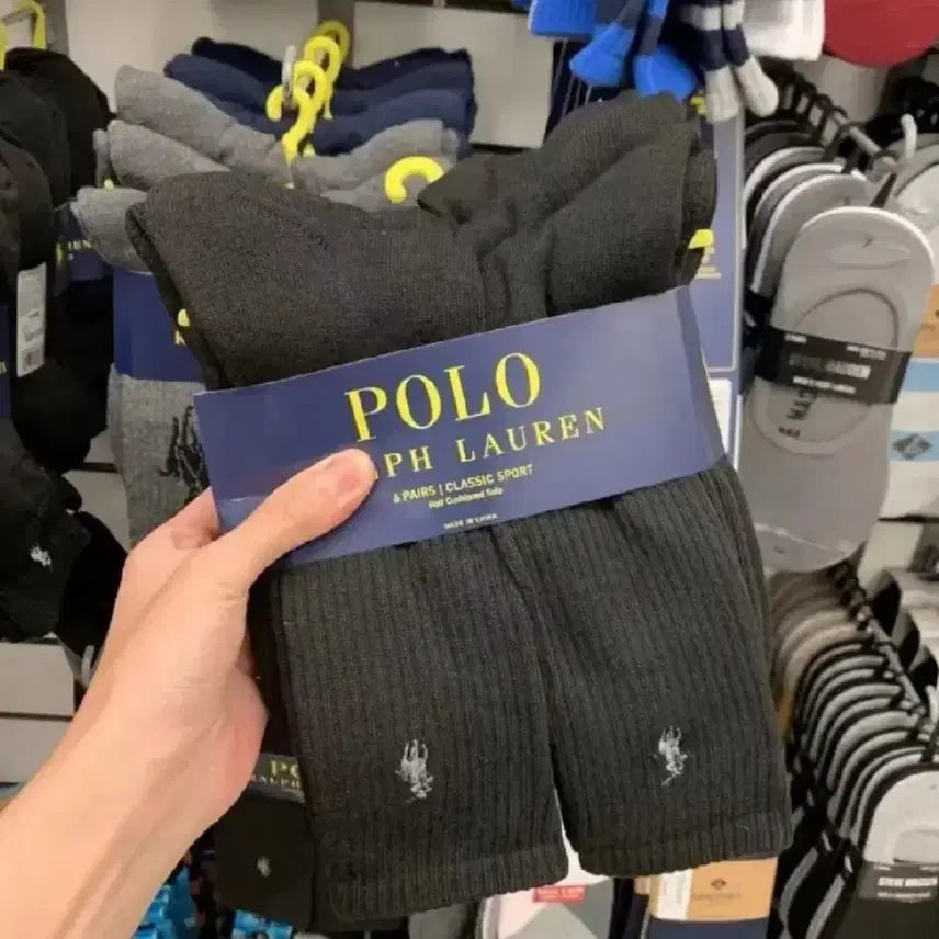 [BUNJANG] Polo Ralph Lauren 6-Pair Crew Socks Black / 폴로 랄프로렌 양말 삭스 6켤레 블랙