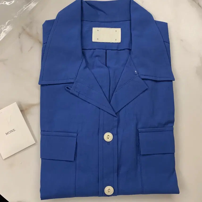 [BUNJANG] MONE Blue Pocket Collar Shirt (Unused) / MONE 블루 포켓 카라 셔츠 미사용