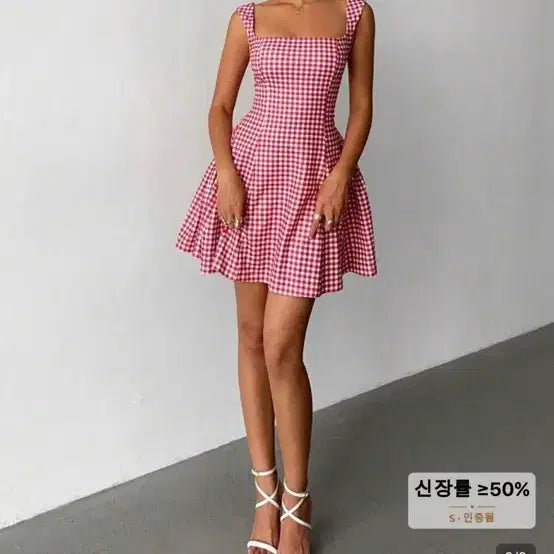 [BUNJANG] Red Check A-Line Shirring Dress / 레드체크원피스 A라인