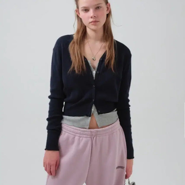 [BUNJANG] TheBarnet Eyelet Cardigan and Camisole Set Navy / 더바넷 아일렛 가디건 나시 세트 네이비(F)