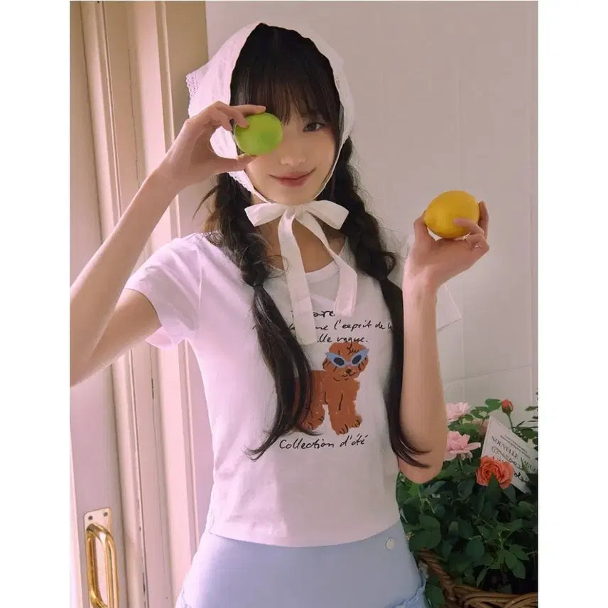 [BUNJANG] Rollerama Cropped Span T-Shirt White S / 로라로라 크롭 스판 티셔츠 S