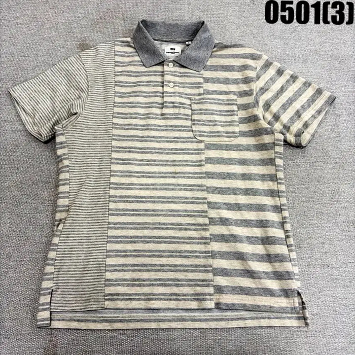 [BUNJANG] Uniqlo Striped Short Sleeve Polo Shirt Medium / M 유니클로 스트라이프 반팔 카라티셔츠 0501(3)